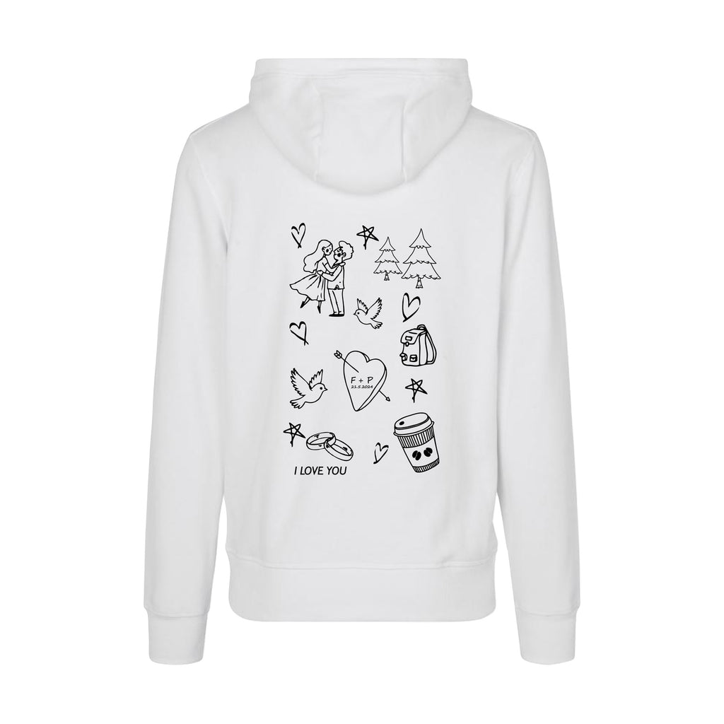 Design Selv Hoodie - Line Art - Kæreste