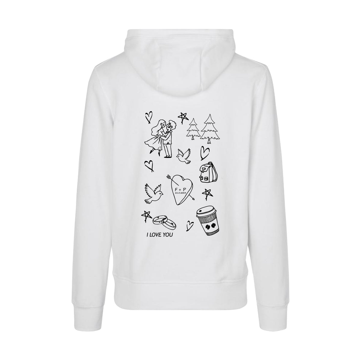 Design Selv Hoodie - Line Art - Kæreste