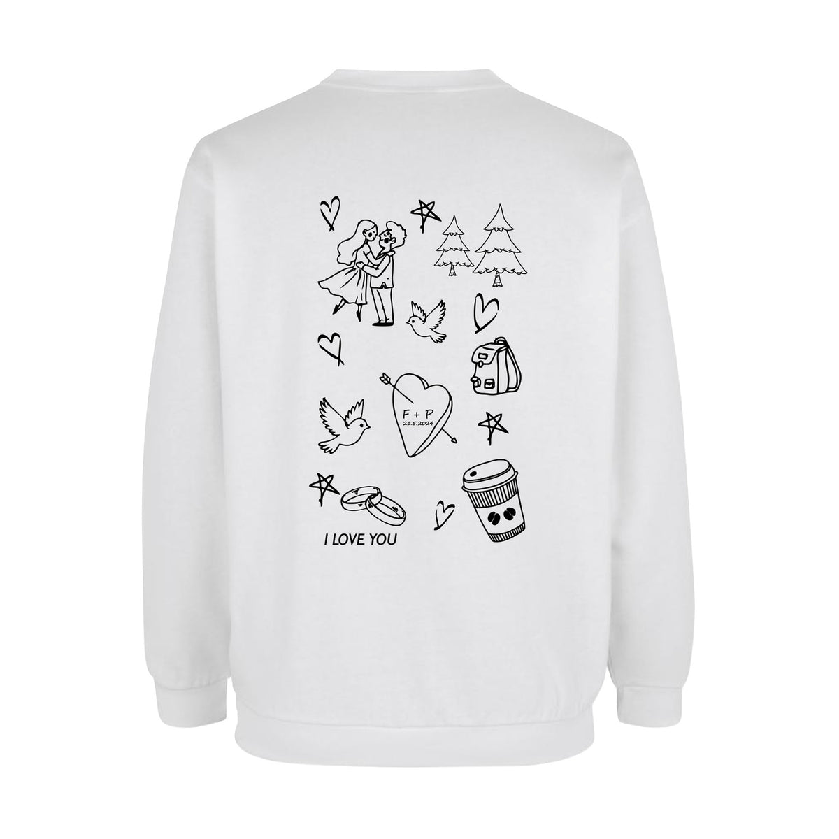 Design Selv Sweatshirt - Line Art - Kæreste