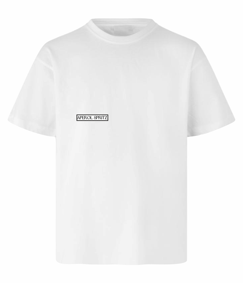 Aperol Spritz Edition t-shirt brysttryk detalje