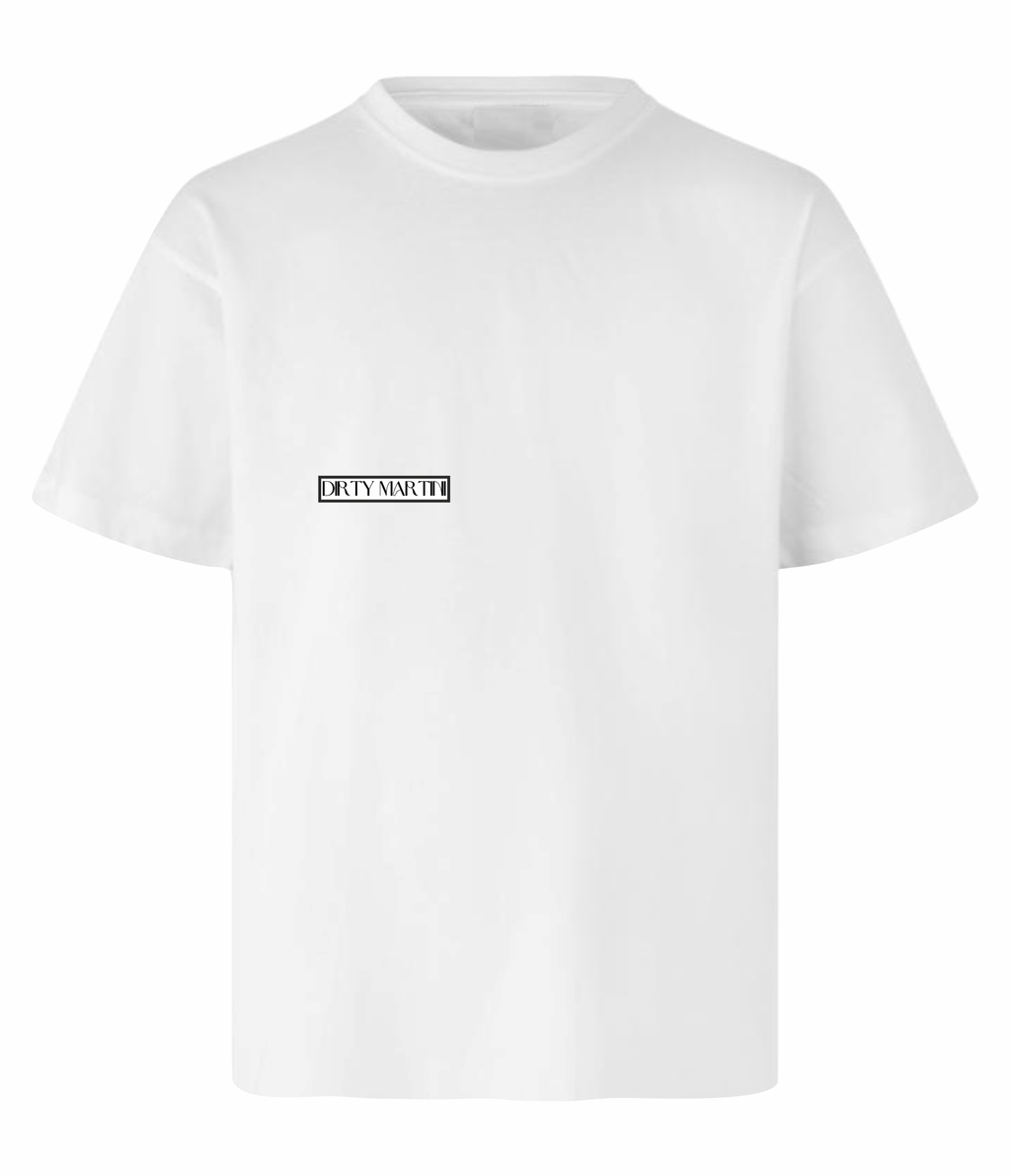 Dirty Martini Mood t-shirt brysttryk detalje