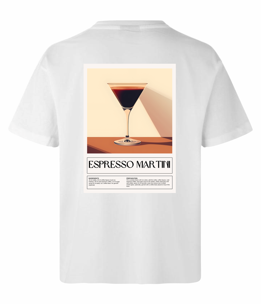 Espresso Martini Classic t-shirt rygtryk med vintage cocktailglas design