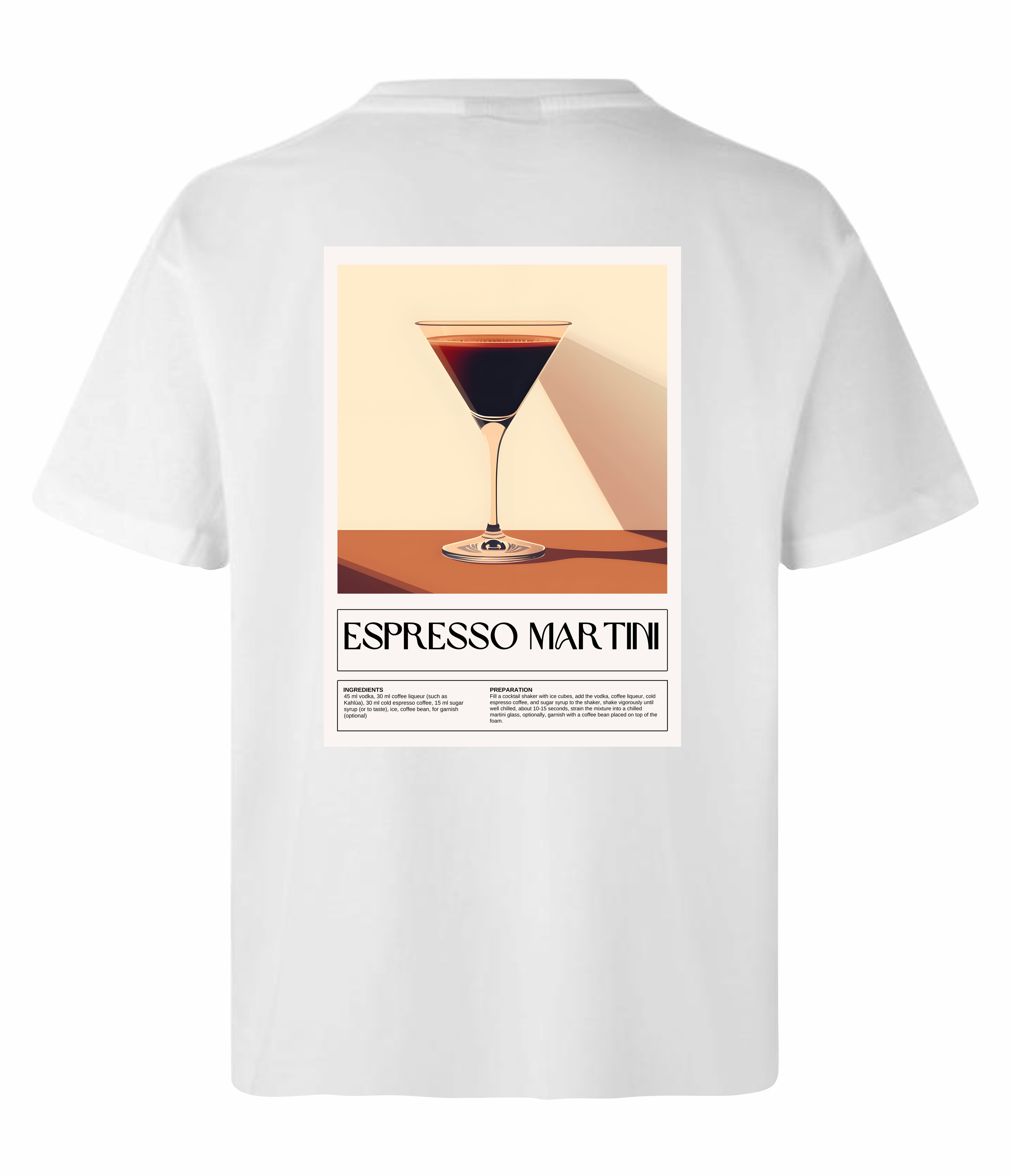 Espresso Martini Classic t-shirt rygtryk med vintage cocktailglas design