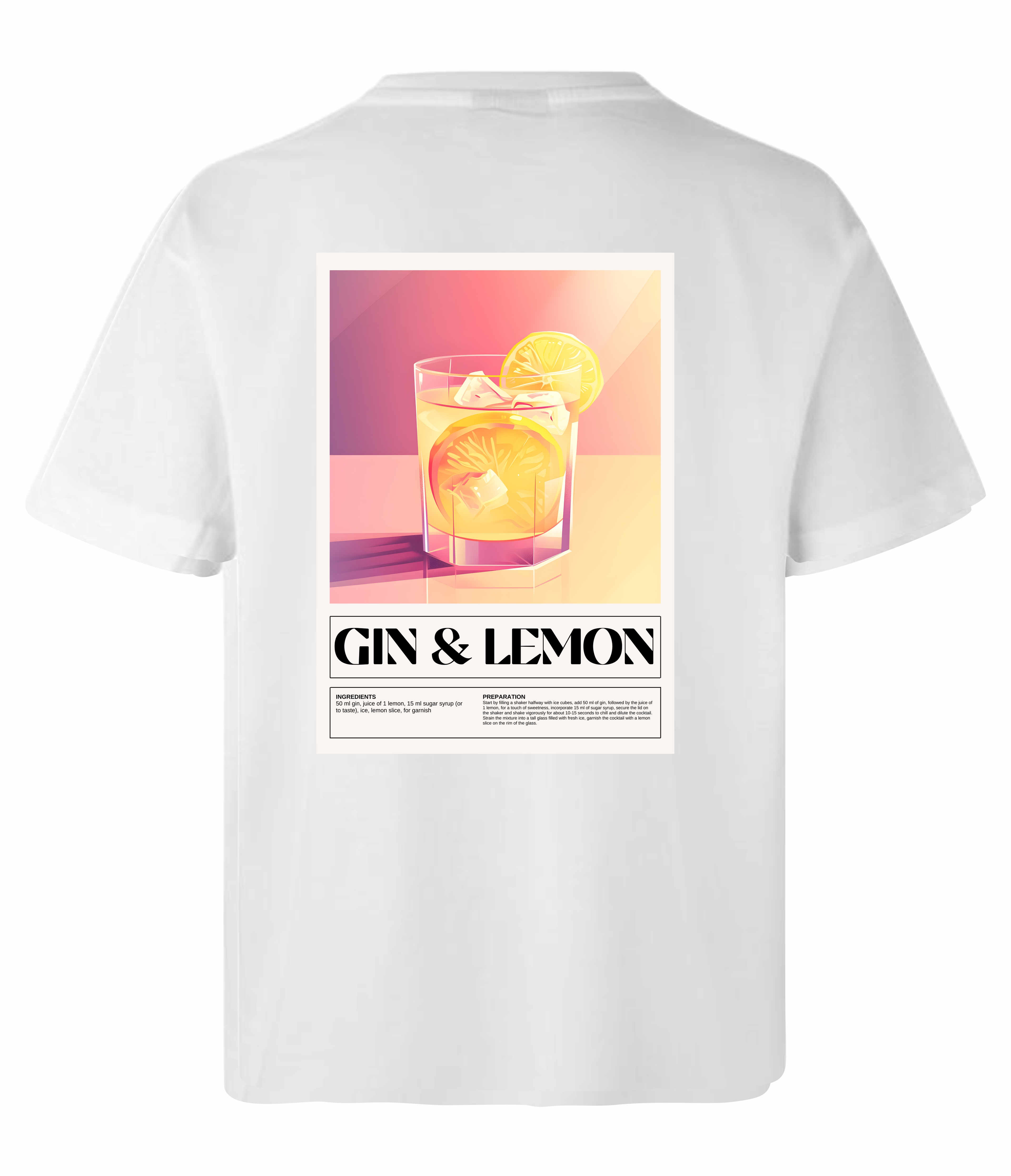 Gin & Lemon Fresh t-shirt rygtryk med vintage cocktailglas design