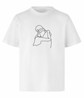 Embrace Lines line art t-shirt frontprint med minimalistisk omfavnelsesdesign