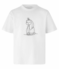 One Line Cat line art t-shirt frontprint med minimalistisk kattedesign