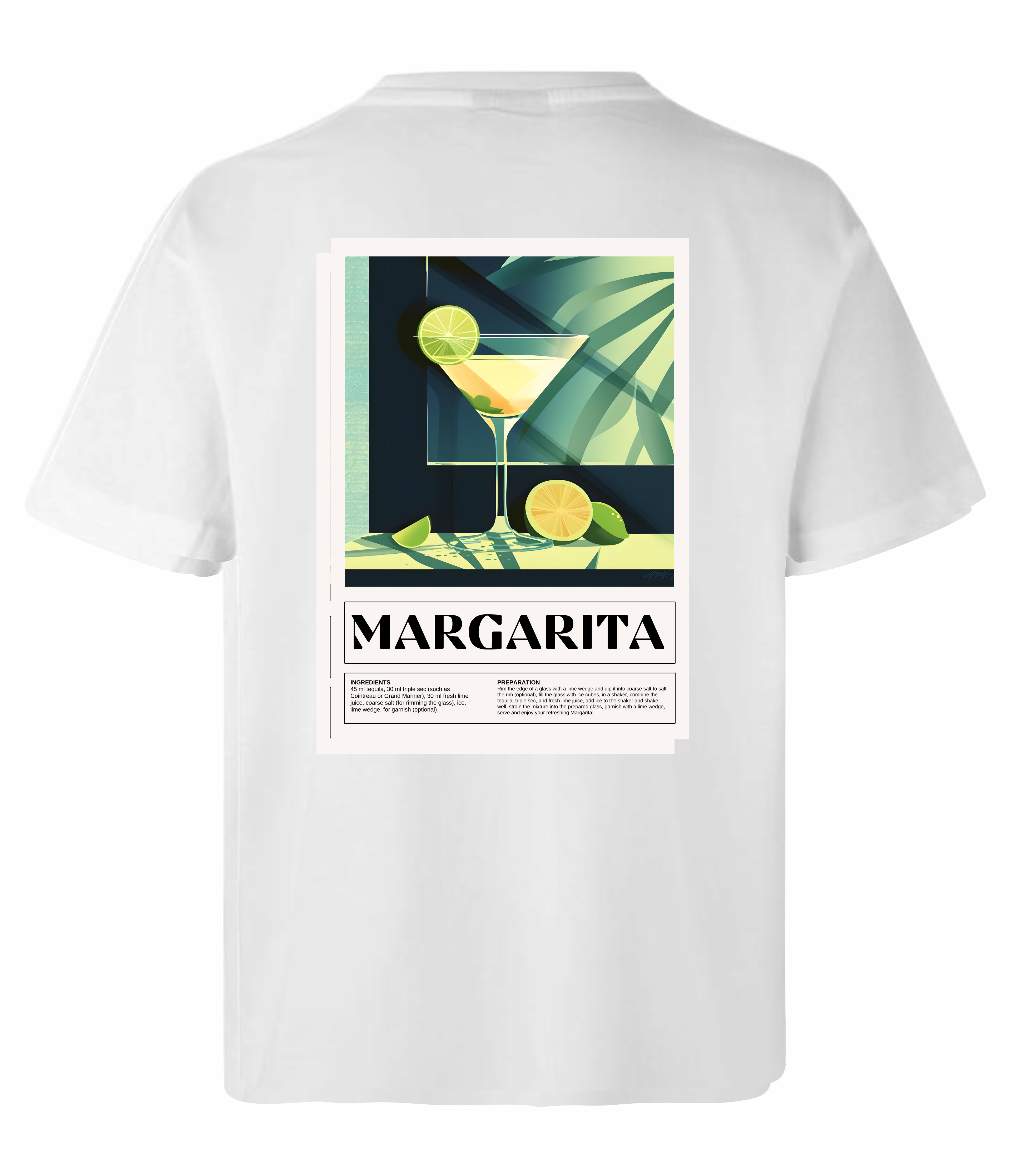 Margarita Magic t-shirt rygtryk med vintage cocktailglas design
