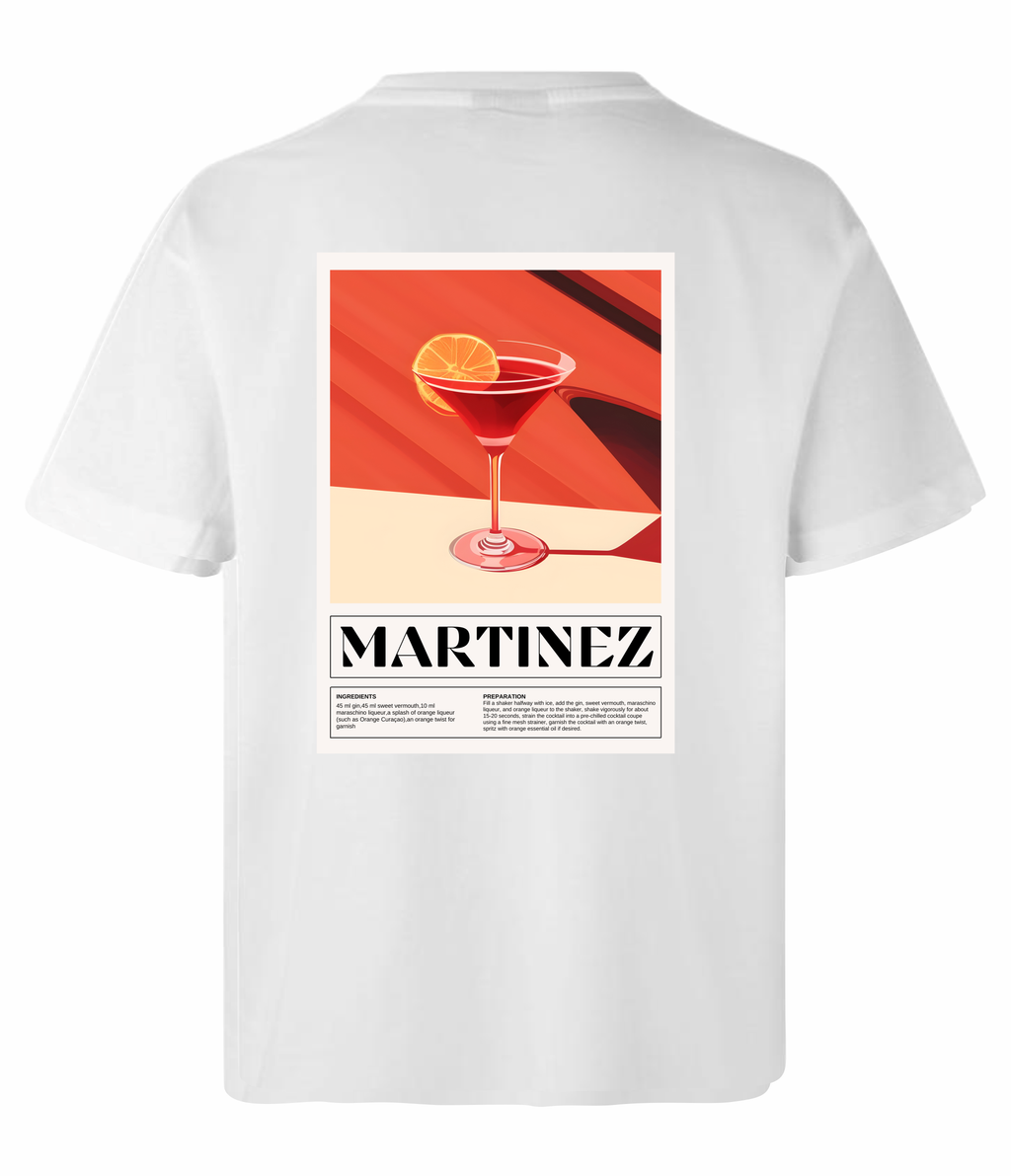 Martinez Icon t-shirt rygtryk med vintage cocktailglas design