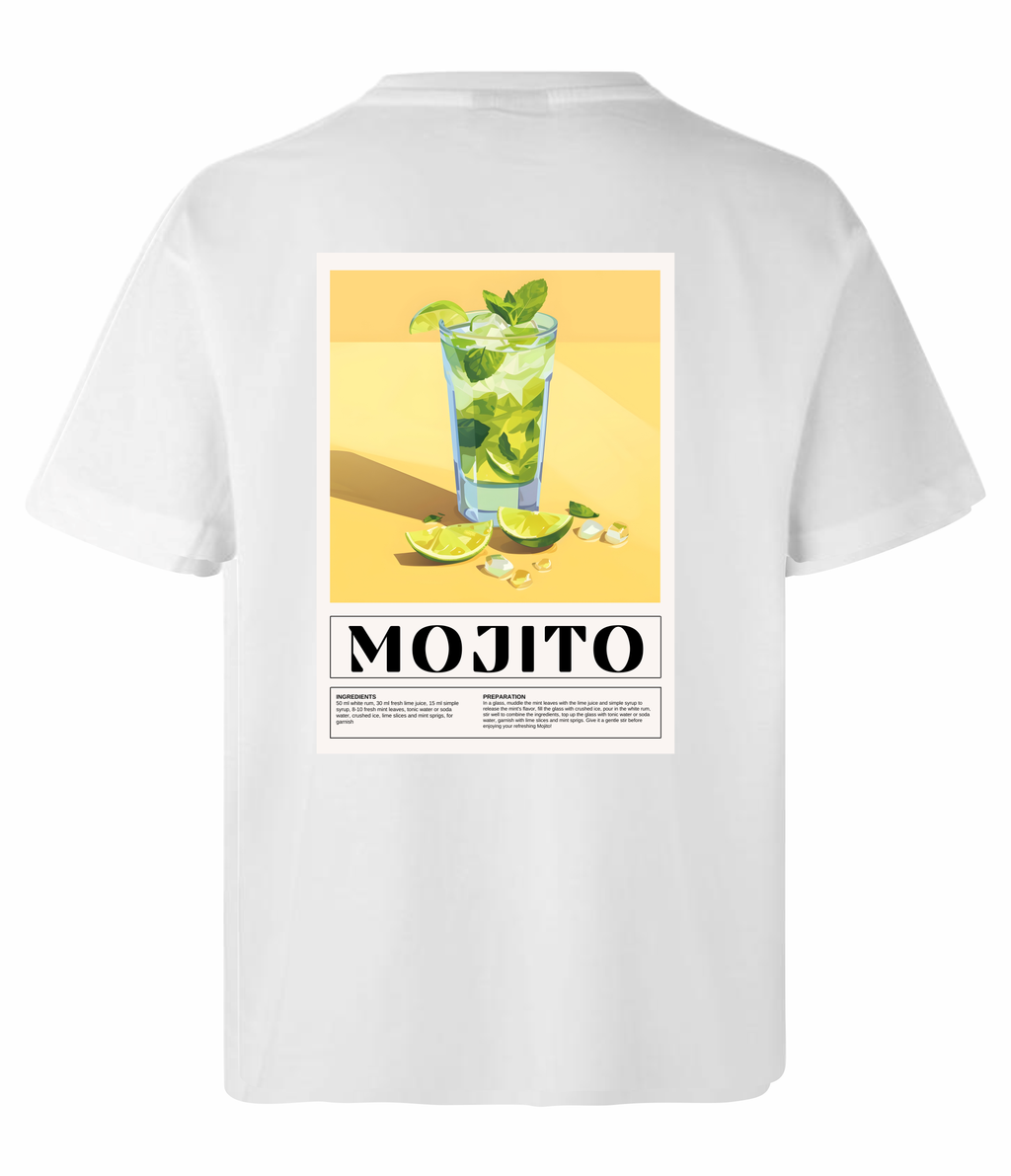 Mojito Vibes t-shirt rygtryk med vintage cocktailglas design"
