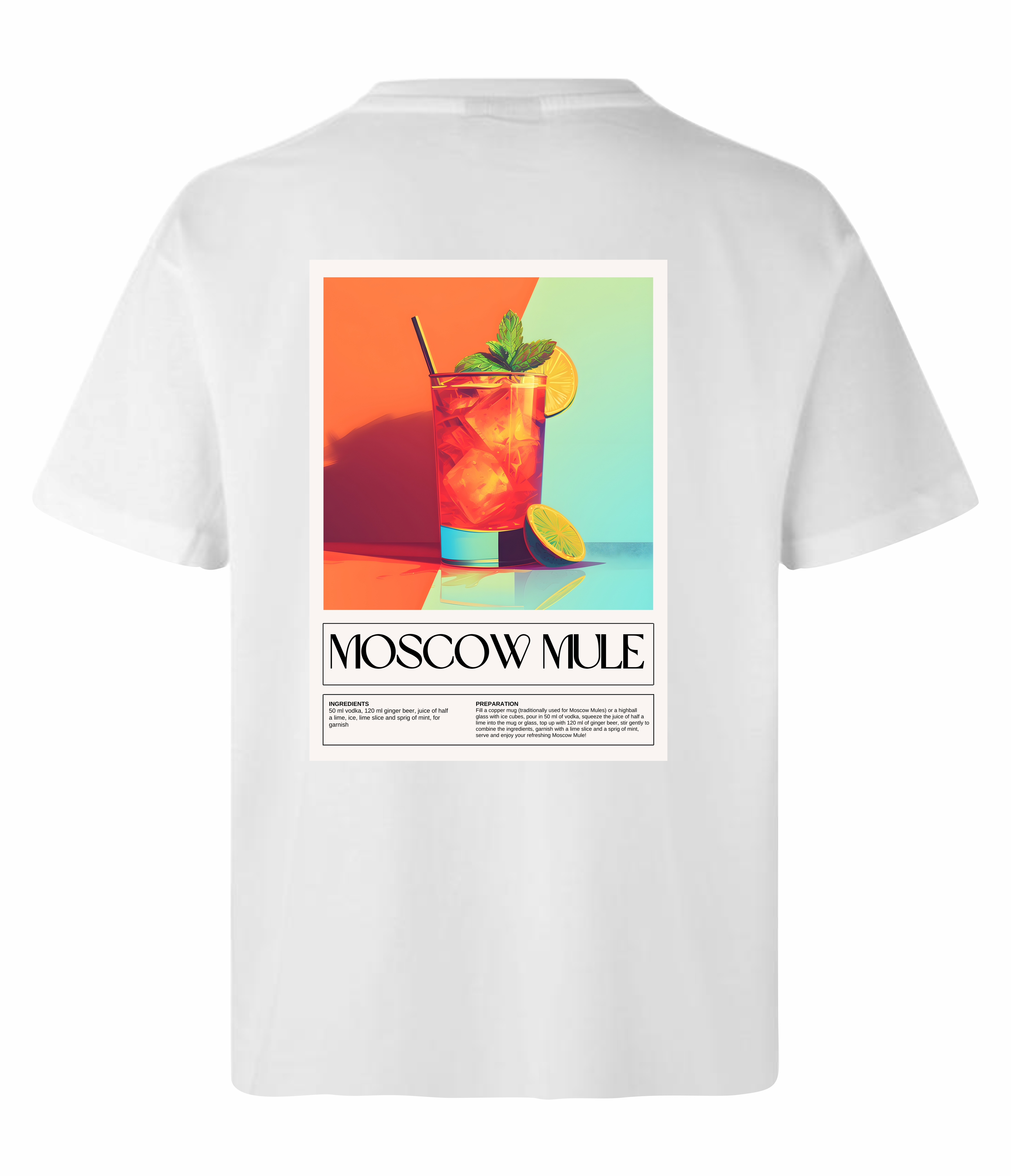 Moscow Mule Mood t-shirt rygtryk med vintage cocktailglas design