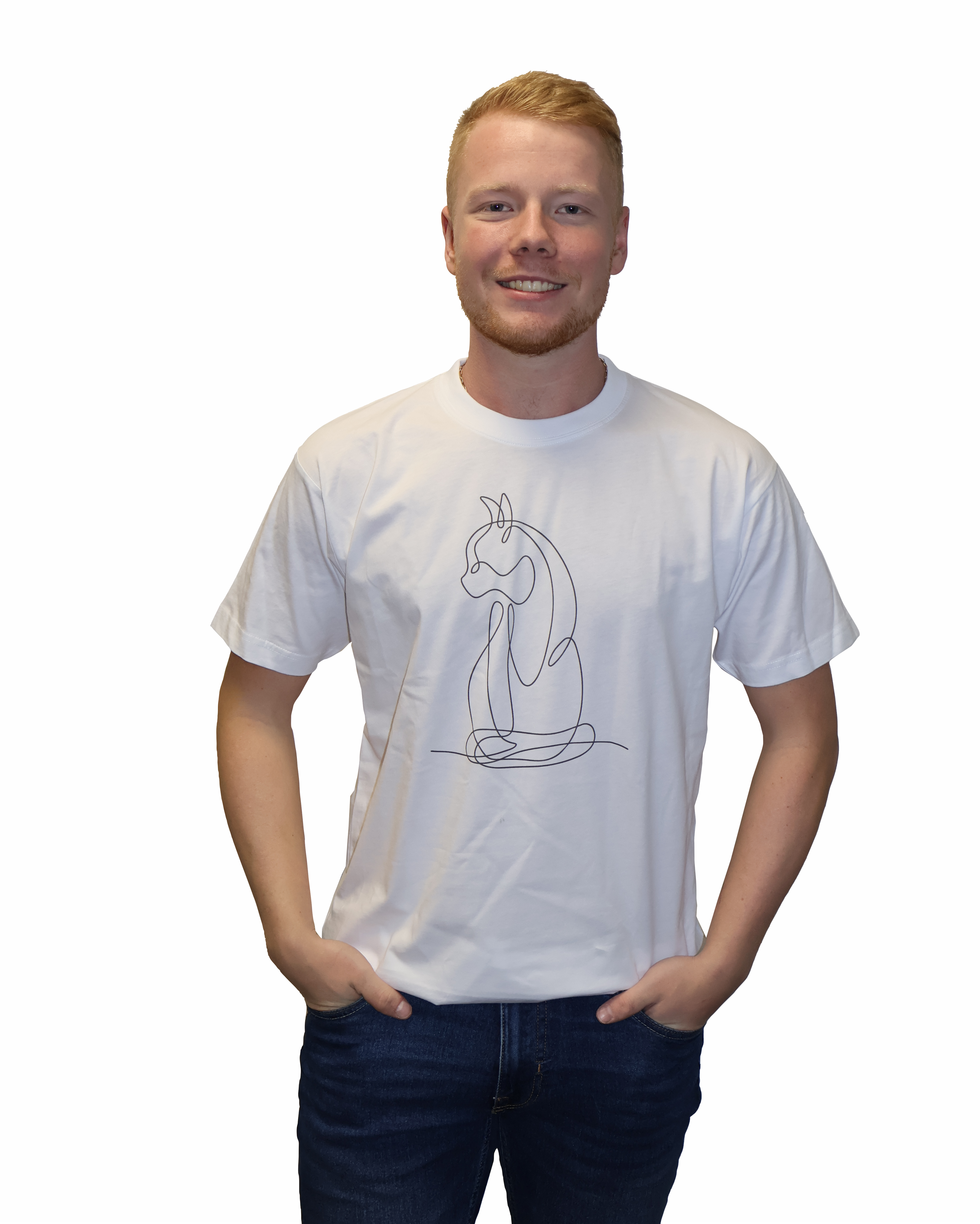 One Line Cat minimalistisk line art t-shirt produktfoto
