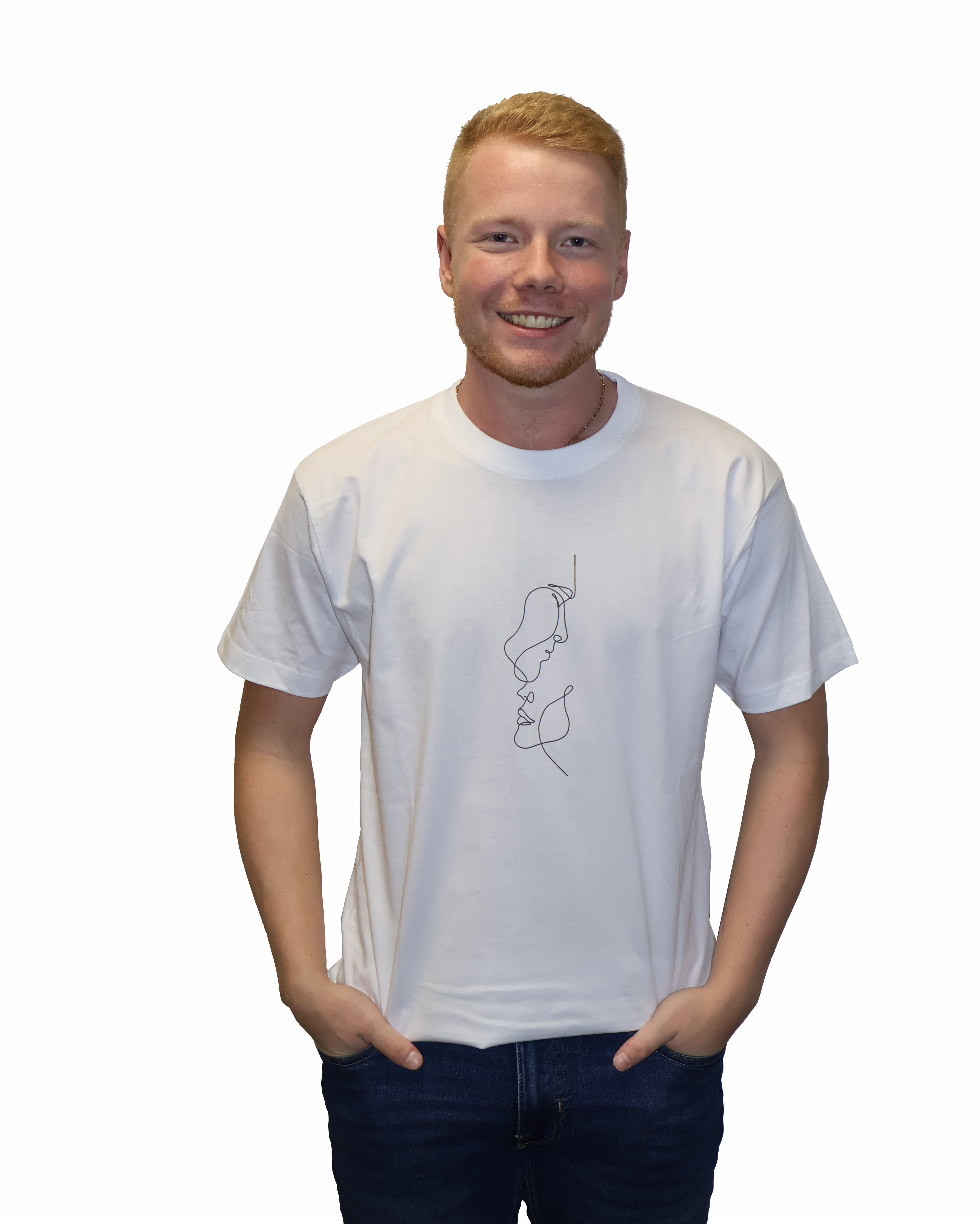 Face To Face minimalistisk line art t-shirt produktfoto