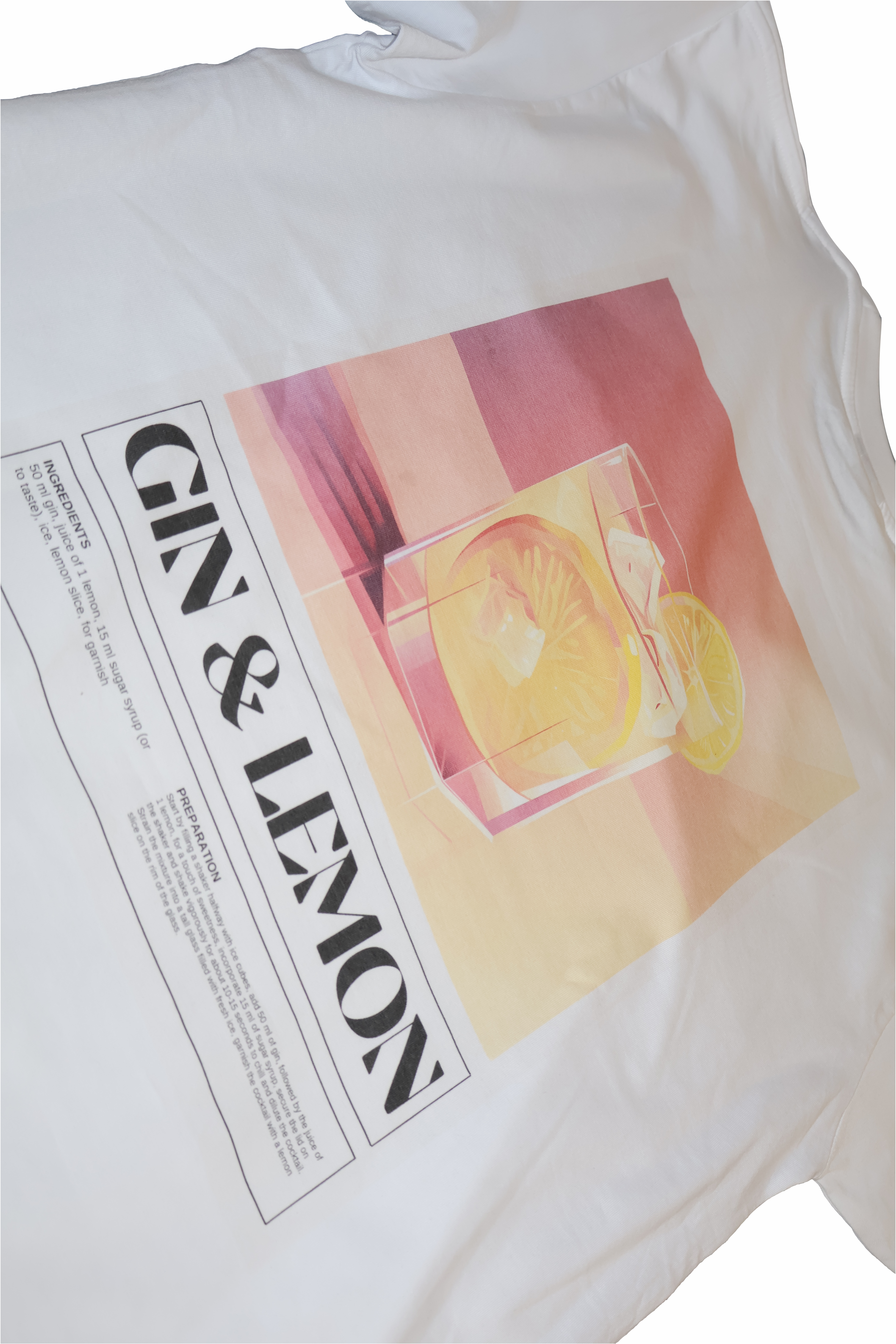 Gin & Lemon Fresh vintage cocktail t-shirt produktfoto