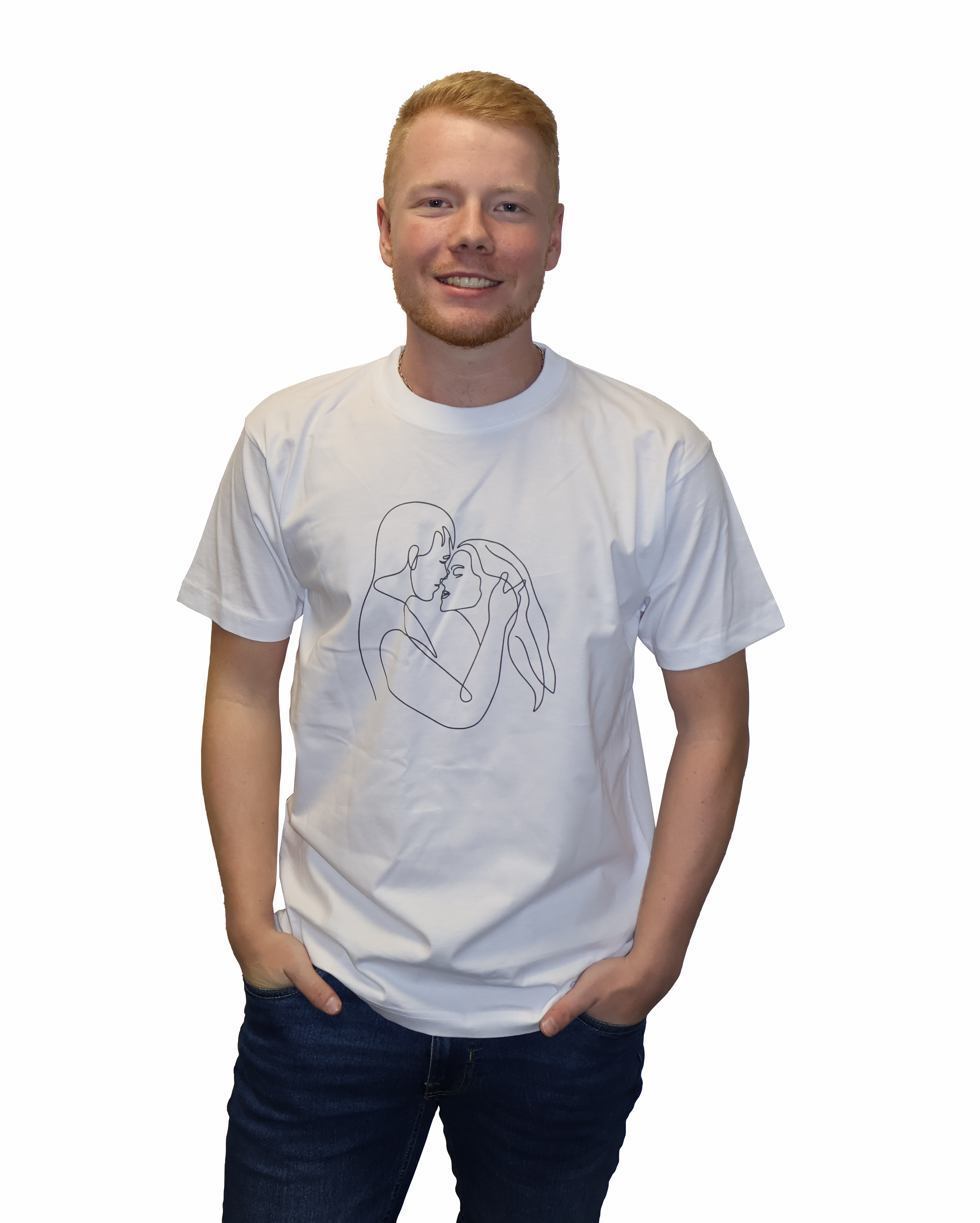 Tender Touch minimalistisk line art t-shirt produktfoto