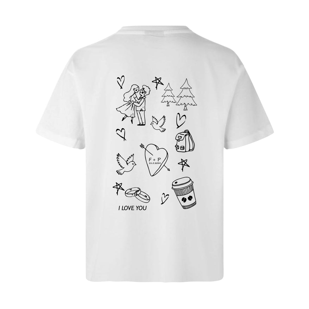 Design Selv T-shirt - Line Art - Kæreste